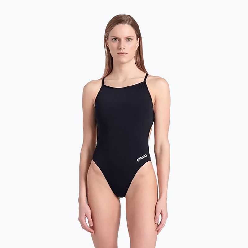 Costum de înot dintr-o piesă pentru femei arena Lace Back Solid black/white 5