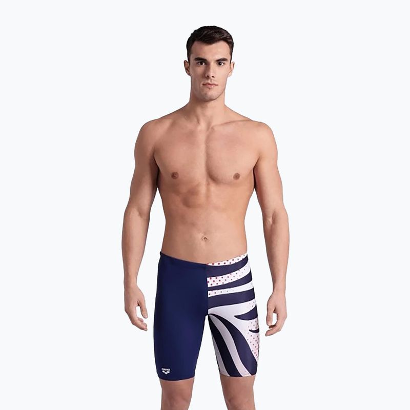 Boxeri de baie pentru bărbați  arena Multi Stripes Swim Jammer navy/white multi