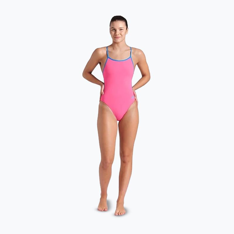 Costum de înot dintr-o piesă pentru femei arena Lace Back Solid shocking pink/blue river 2