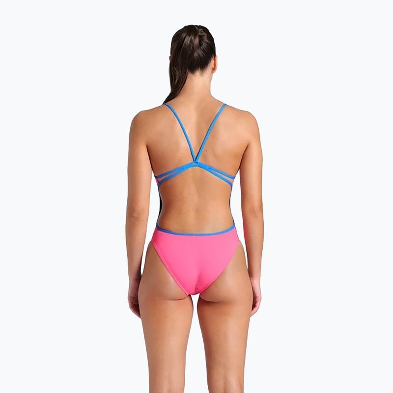 Costum de înot dintr-o piesă pentru femei arena Lace Back Solid shocking pink/blue river 3