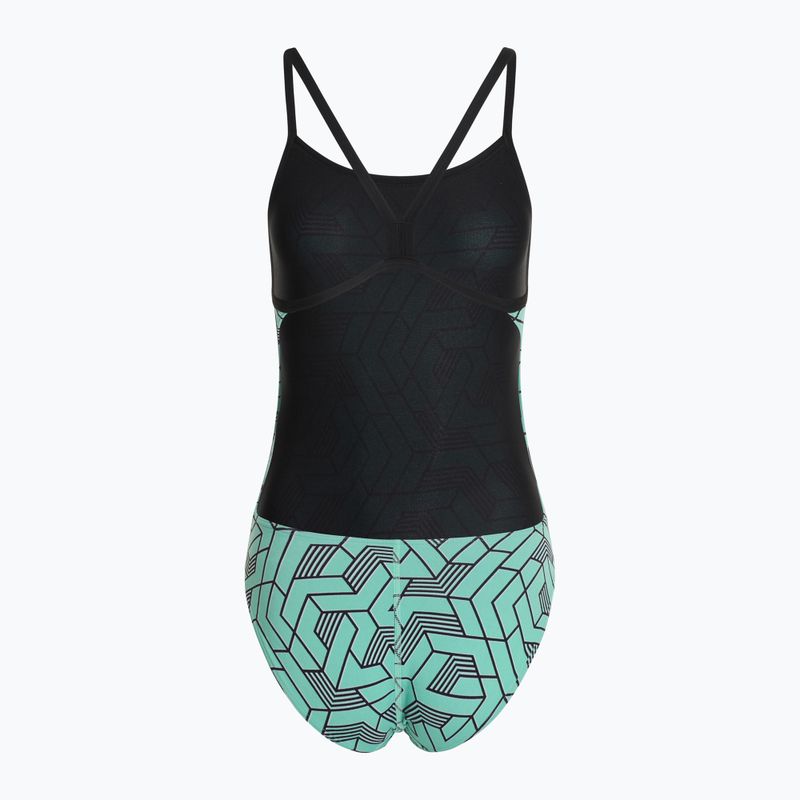 Costum de înot dintr-o piesă pentru femei arena Escape Challenge Back black/water blue multi 2