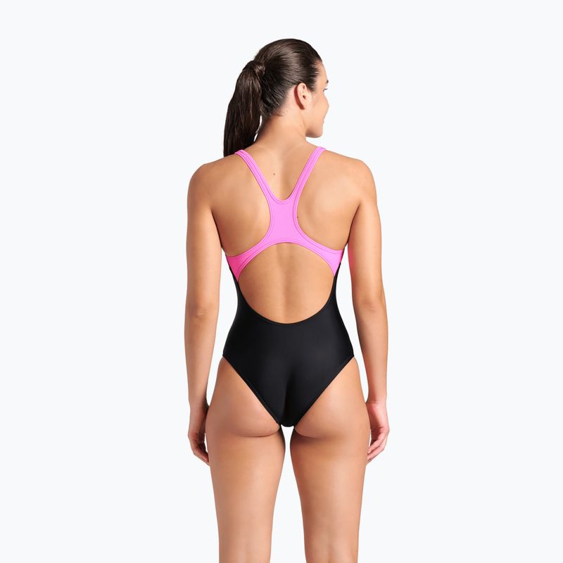 Costum de înot dintr-o piesă pentru femei arena Imaginary Swim Pro Back black/shocking pink/multi 7