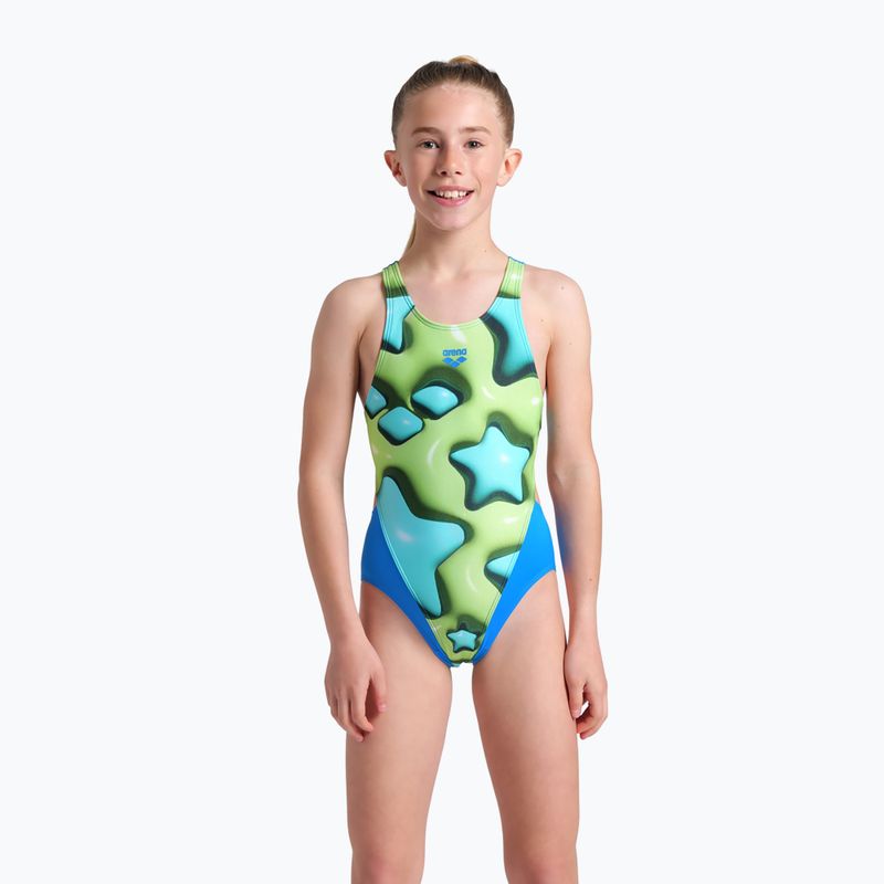 Costum de înot dintr-o piesă pentru copii  arena Star Shaped Swim Tech L blue river/soft green/multi 5