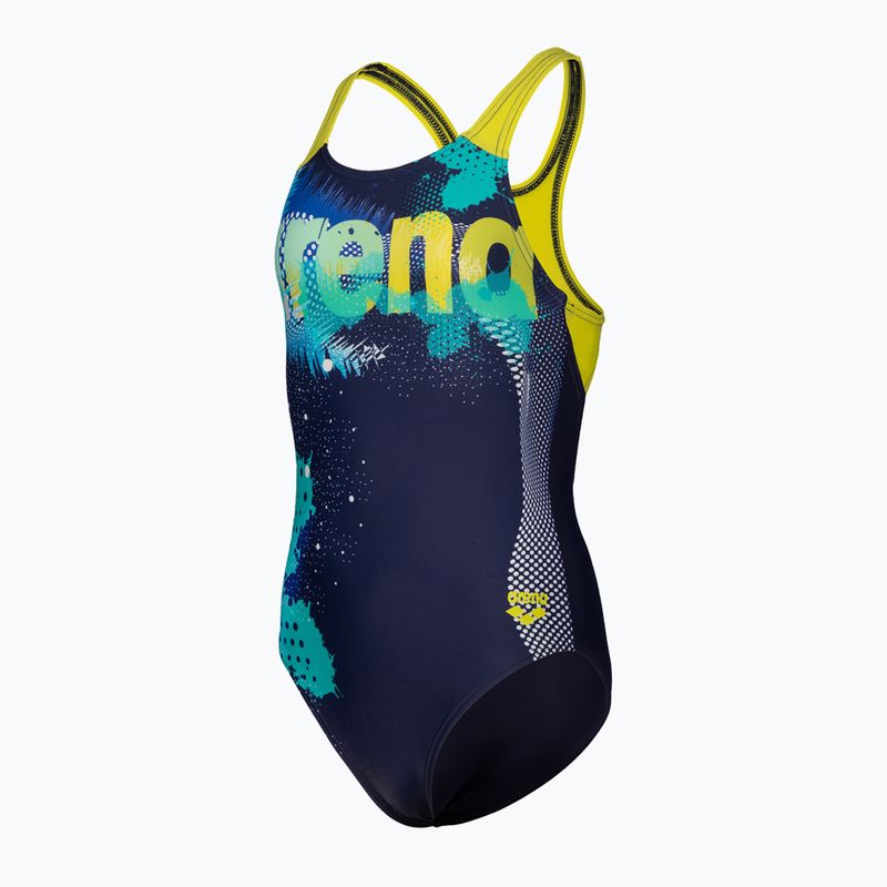 Costum de înot dintr-o piesă pentru copii arena Light Tricks Swim Pro Back navy/soft green/multi 3