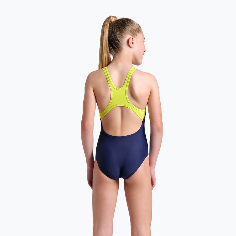 Costum de înot dintr-o piesă pentru copii arena Light Tricks Swim Pro Back navy/soft green/multi 7