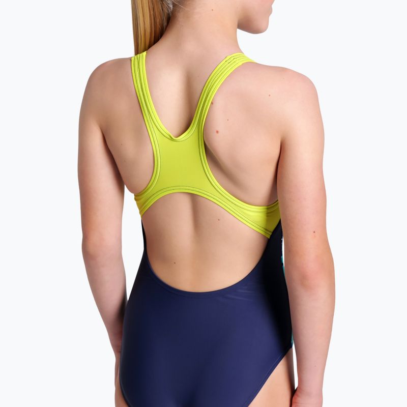 Costum de înot dintr-o piesă pentru copii arena Light Tricks Swim Pro Back navy/soft green/multi 9