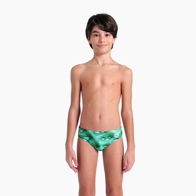 Slip de înot pentru copii arena Foam Swim Briefs black/soft green multi