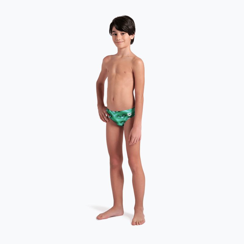 Slip de înot pentru copii arena Foam Swim Briefs black/soft green multi
