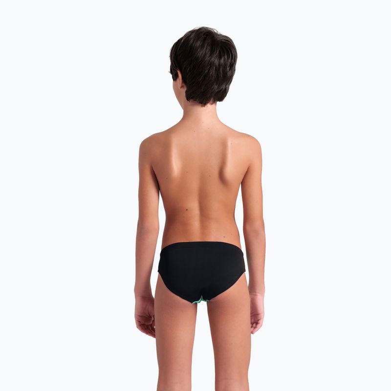 Slip de înot pentru copii arena Foam Swim Briefs black/soft green multi