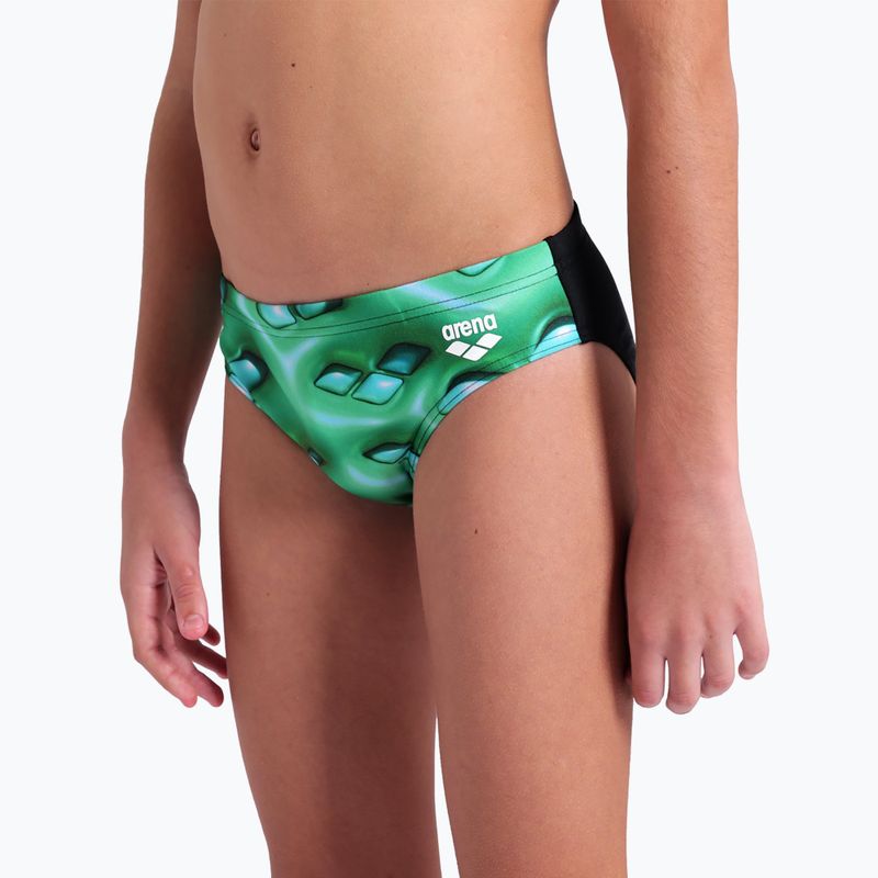 Slip de înot pentru copii arena Foam Swim Briefs black/soft green multi