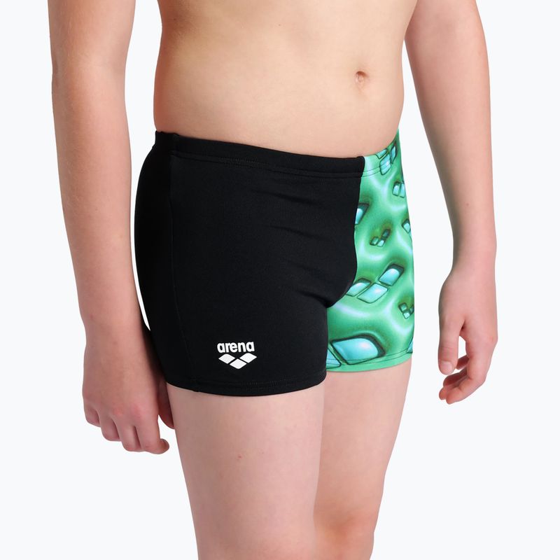 Boxeri de înot pentru copii arena Foam Swim Short black/soft green multi