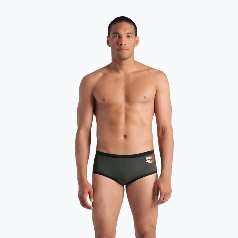 Boxeri de înot pentru bărbați arena One Low Waist Short Big Logo dark sage/black