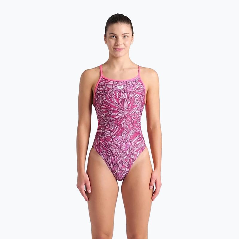 Costum de înot dintr-o piesă pentru femei arena Pink Dahlia Lace Back shocking pink/multi