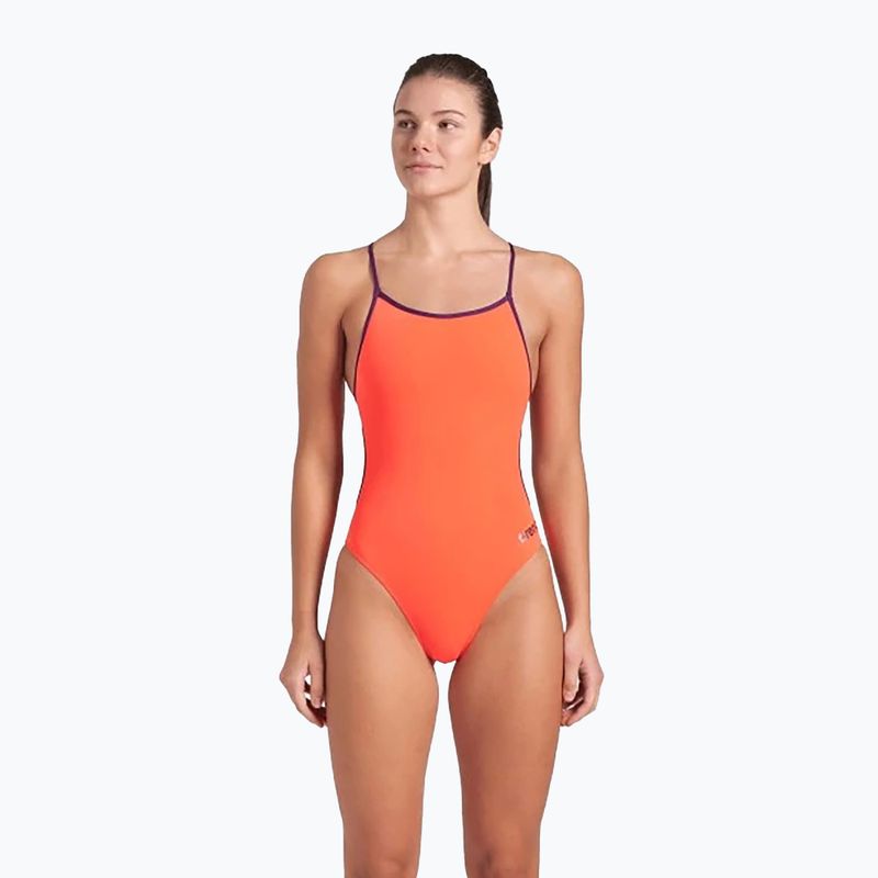 Costum de înot dintr-o piesă pentru femei arena Lace Back Solid bright coral/plum