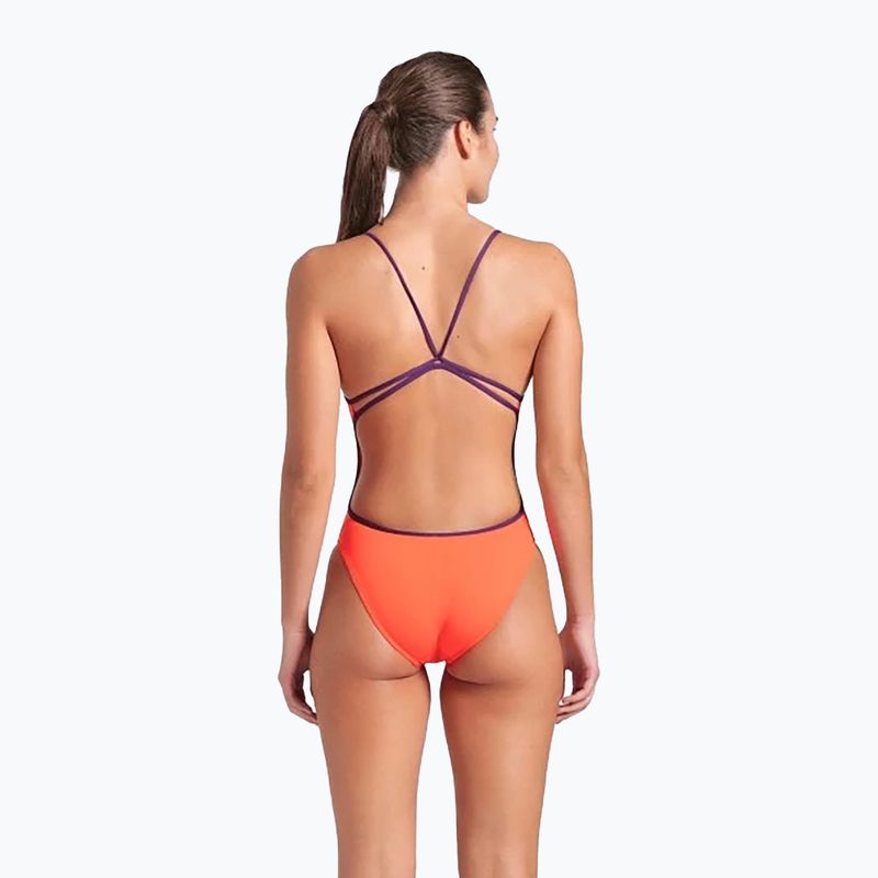 Costum de înot dintr-o piesă pentru femei arena Lace Back Solid bright coral/plum 3
