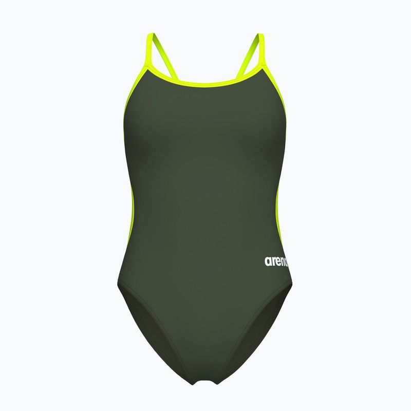 Costum de înot dintr-o piesă pentru femei arena Lace Back Solid dark sage/artic lime