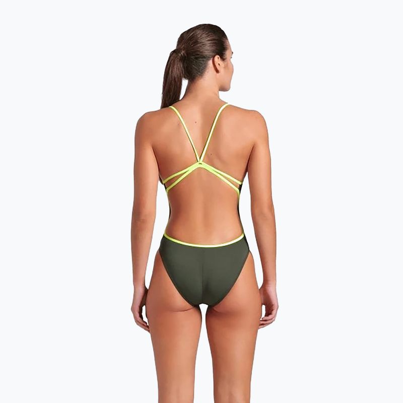 Costum de înot dintr-o piesă pentru femei arena Lace Back Solid dark sage/artic lime 7