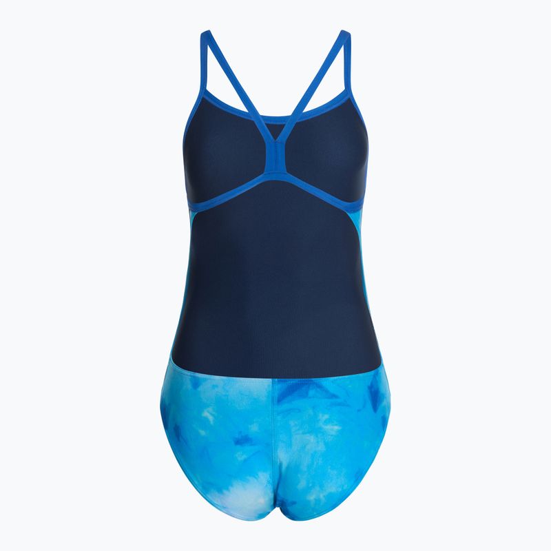 Costum de baie dintr-o singură piesă pentru femei arena Tie-Dye Challenge Back Allover albastru multi/royal 3