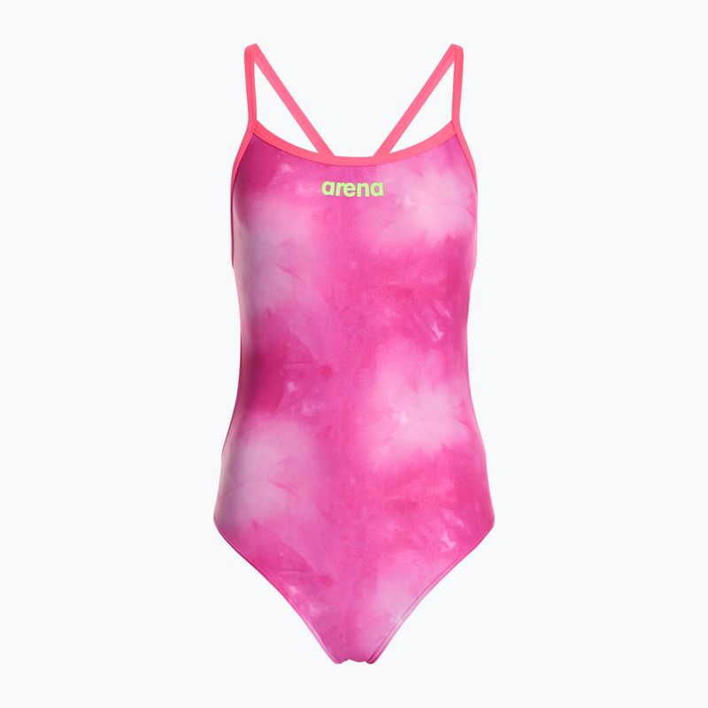 Costum de baie dintr-o singură piesă pentru femei arena Tie-Dye Challenge Back Allover shocking pink multi/shocking pink