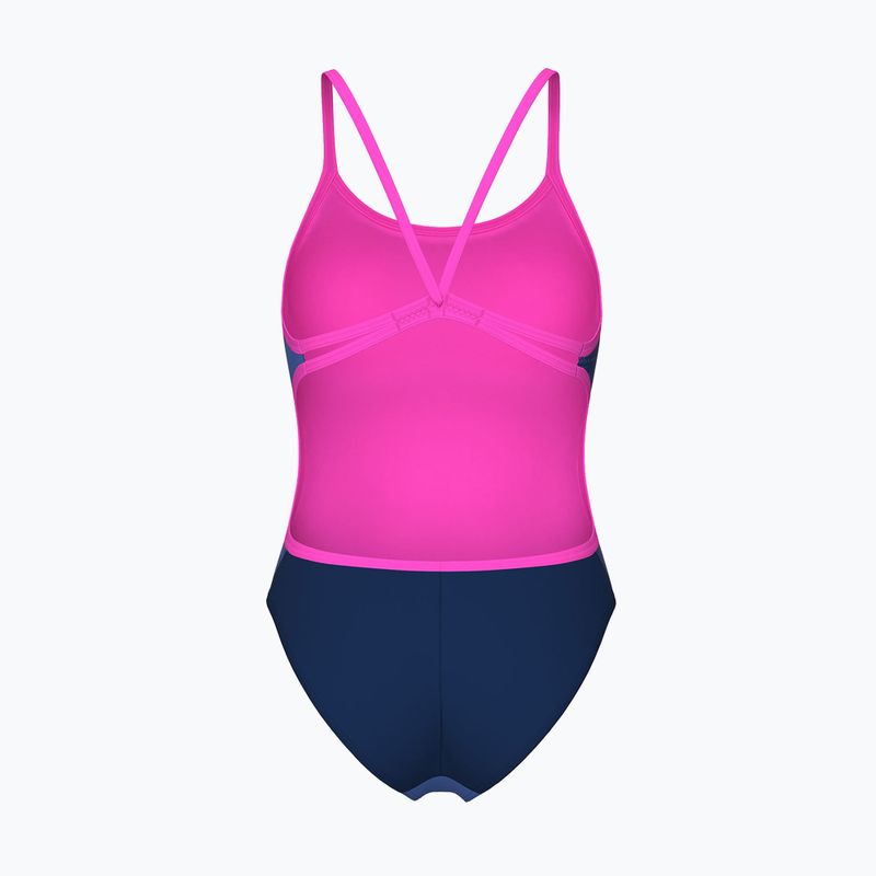 Costum de baie întreg pentru femei arena Arch Lace Back multi blue/navy/shocking pink 2