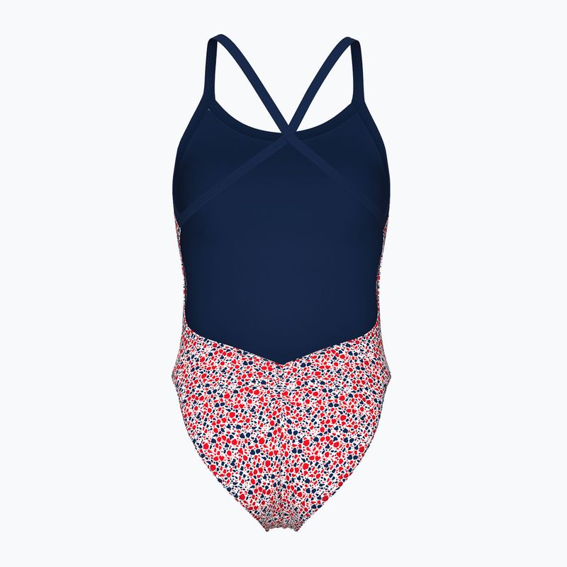 Costum de baie întreg pentru femei arena Pebbles Xcriss Cross multi white/navy 2
