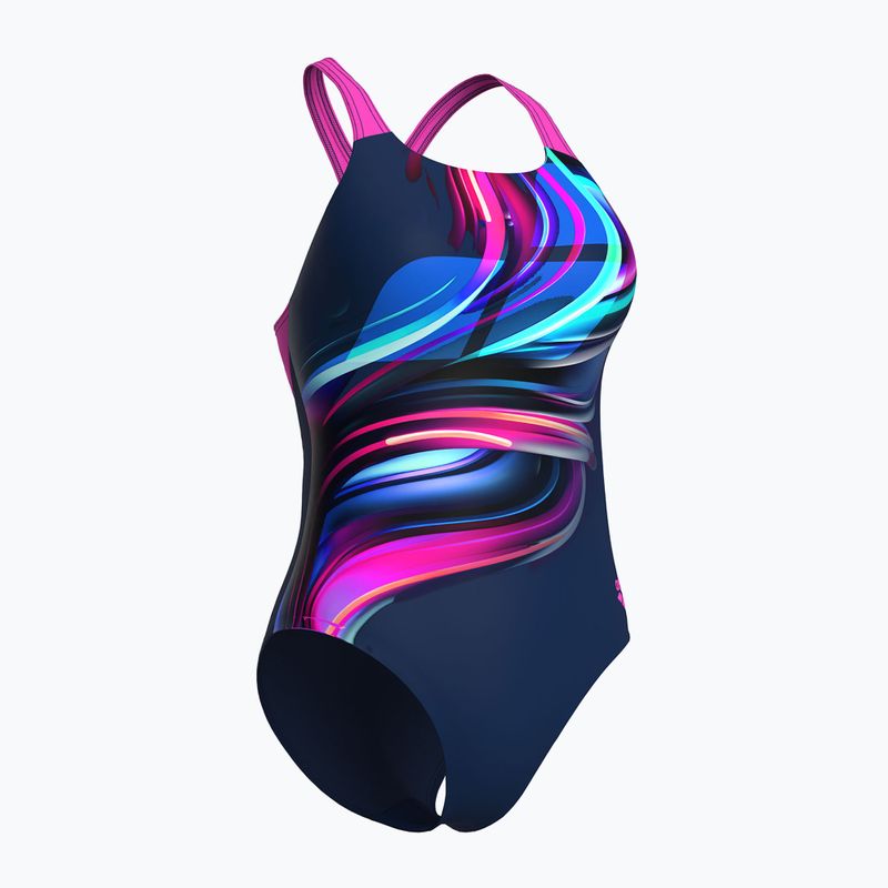 Costum de baie întreg pentru femei arena Bloom Swim Pro Back Lb multi navy/navy/shocking pink 3