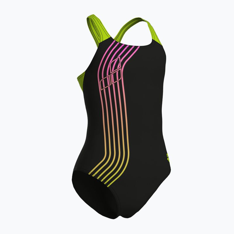 Costum de baie întreg pentru copii arena Sound Track Swim Pro Back black/artic lime 3
