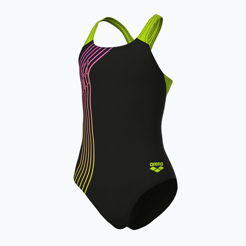 Costum de baie întreg pentru copii arena Sound Track Swim Pro Back black/artic lime 4