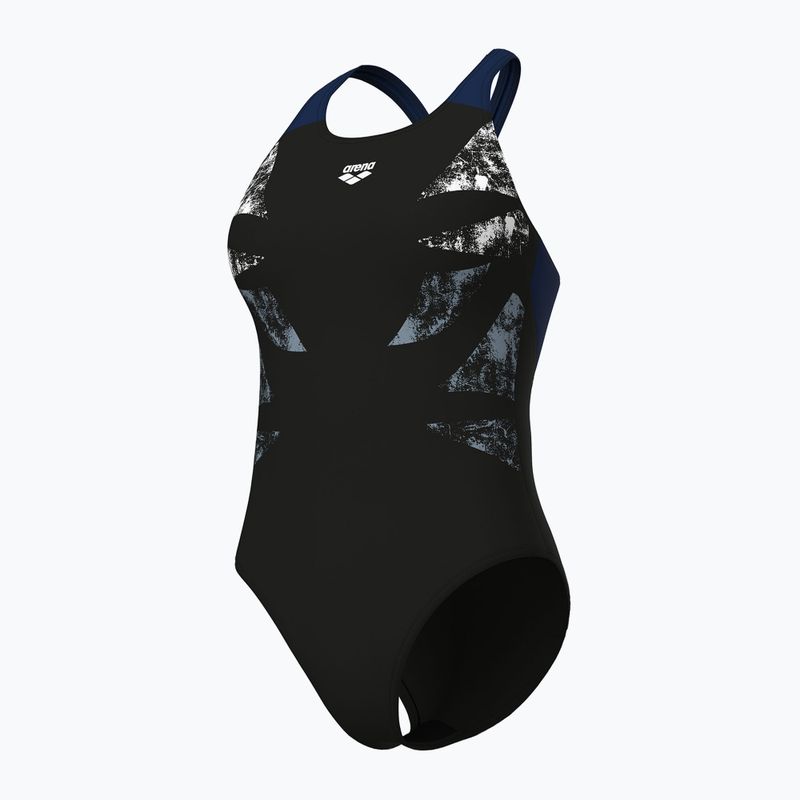 Costum de baie întreg pentru femei arena Graphic V Back black/navy 4
