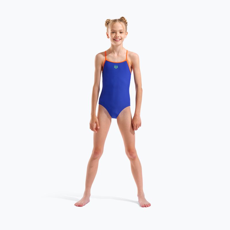 Costum de baie întreg pentru copii arena Light Drop Solid neon blue/team orange/team orange 6