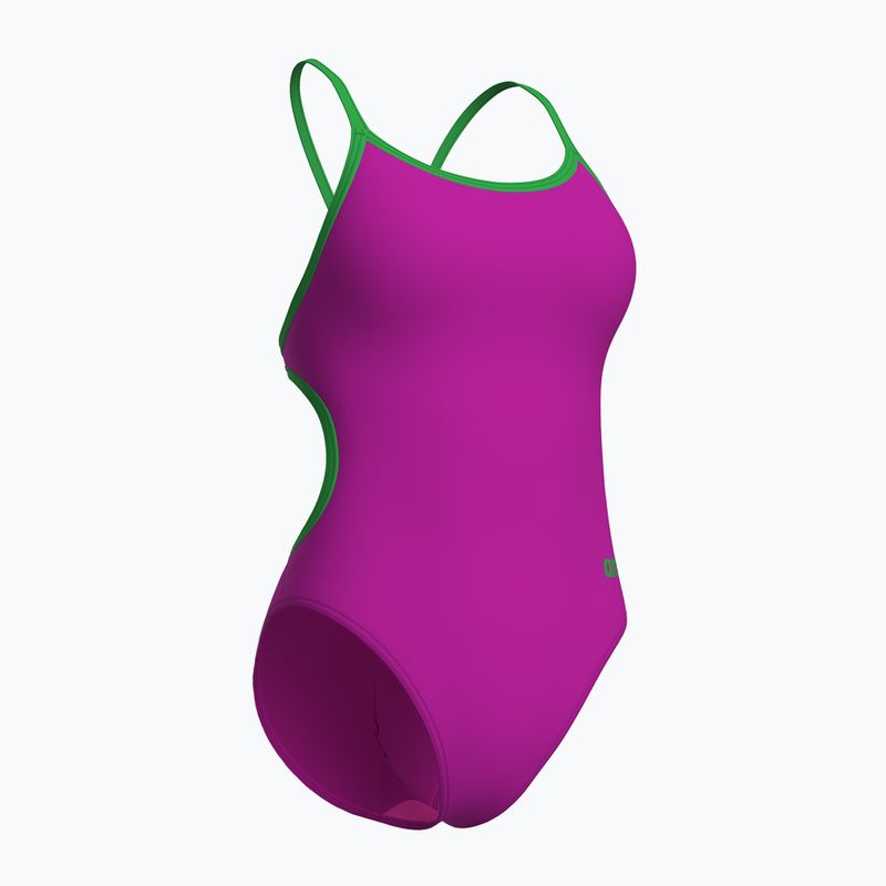 Costum de baie întreg pentru femei Arena Lace Back Solid very fuchsia/team green 4