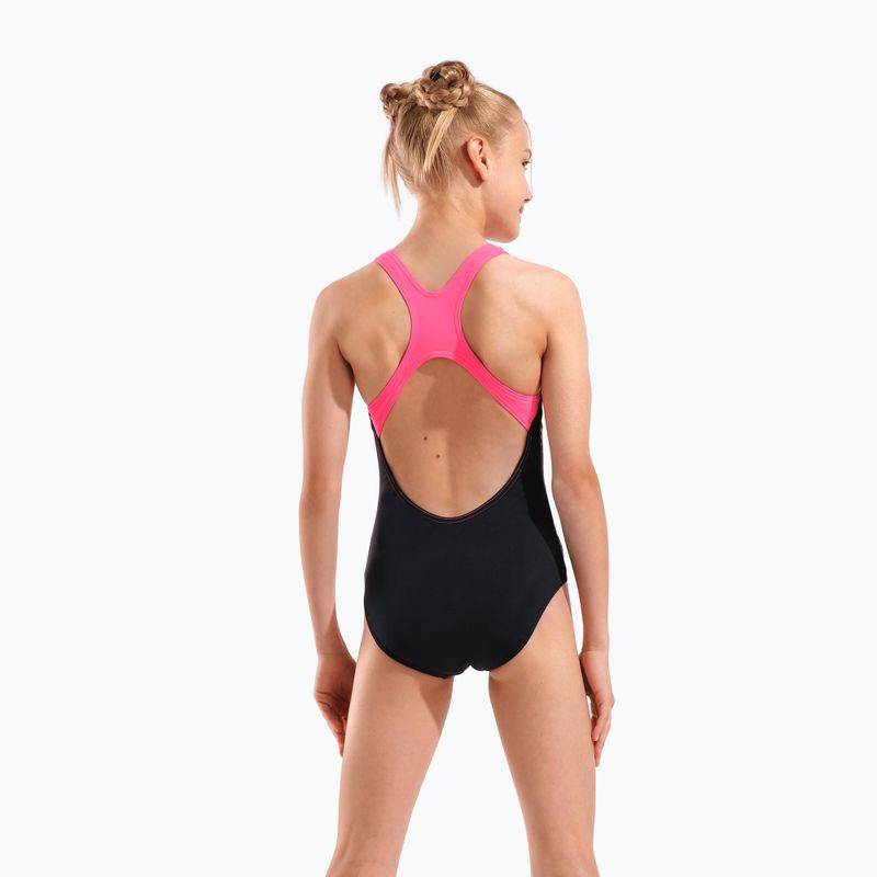 Costum de baie întreg pentru copii arena Dots Swim Pro Back black multi/black/shocking pink 7