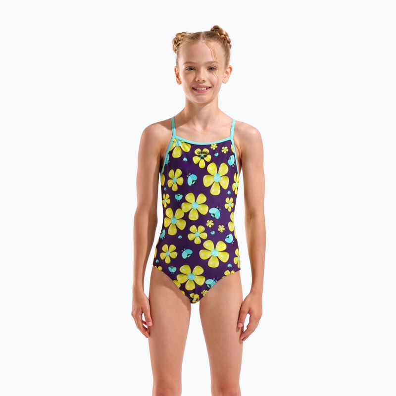 Costum de baie întreg pentru copii arena Spring Lightdrop Back plum multi/water 5