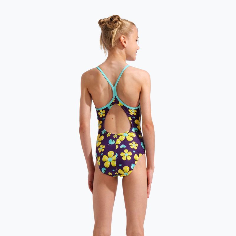 Costum de baie întreg pentru copii arena Spring Lightdrop Back plum multi/water 7