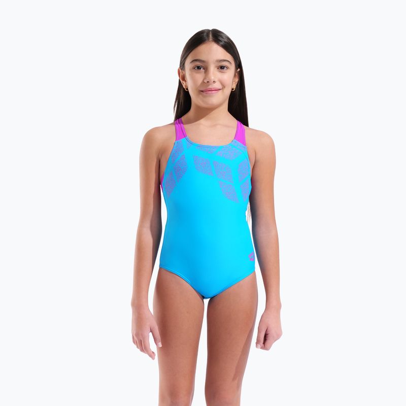 Costum de baie întreg pentru copii arena Kikko Swim Pro Back turquoise/very fuchsia 5