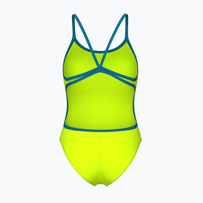 Costum de baie întreg pentru femei Arena Lace Back Solid artic lime/blue cosmo 2
