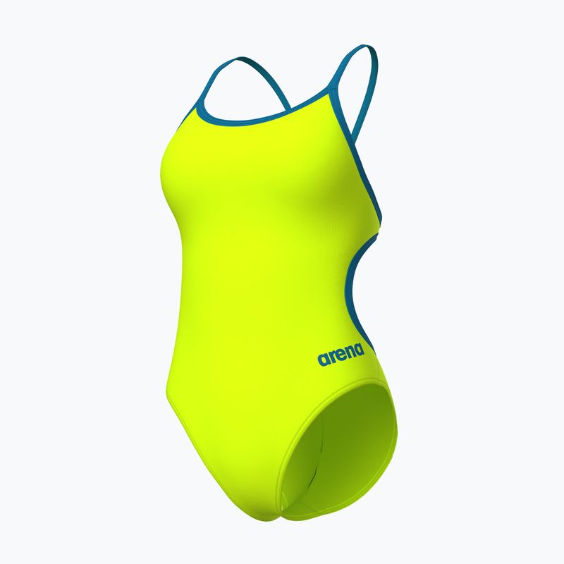 Costum de baie întreg pentru femei Arena Lace Back Solid artic lime/blue cosmo 3