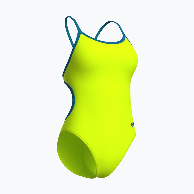 Costum de baie întreg pentru femei Arena Lace Back Solid artic lime/blue cosmo 4