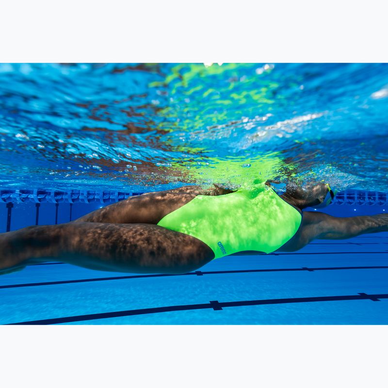 Costum de baie întreg pentru femei Arena Lace Back Solid artic lime/blue cosmo 14