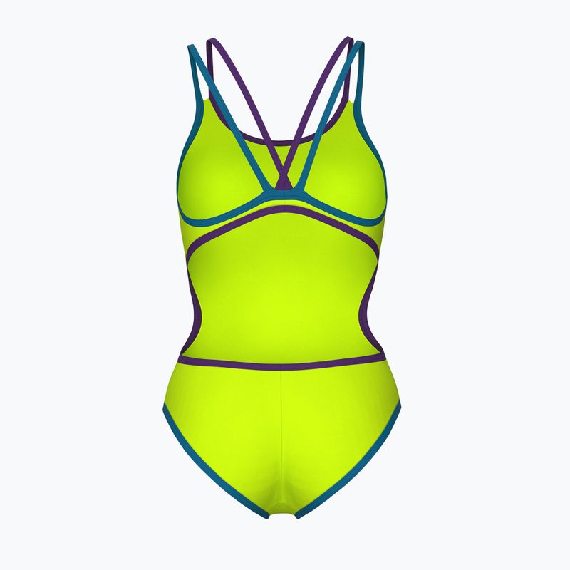 Costum de baie întreg pentru femei arena One Double Cross Back One Piece artic lime/plum/blue cosmo 2