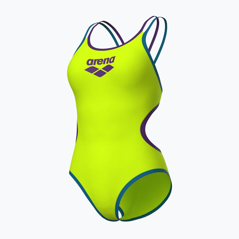 Costum de baie întreg pentru femei arena One Double Cross Back One Piece artic lime/plum/blue cosmo 3