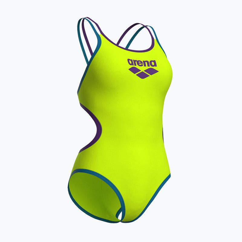 Costum de baie întreg pentru femei arena One Double Cross Back One Piece artic lime/plum/blue cosmo 4