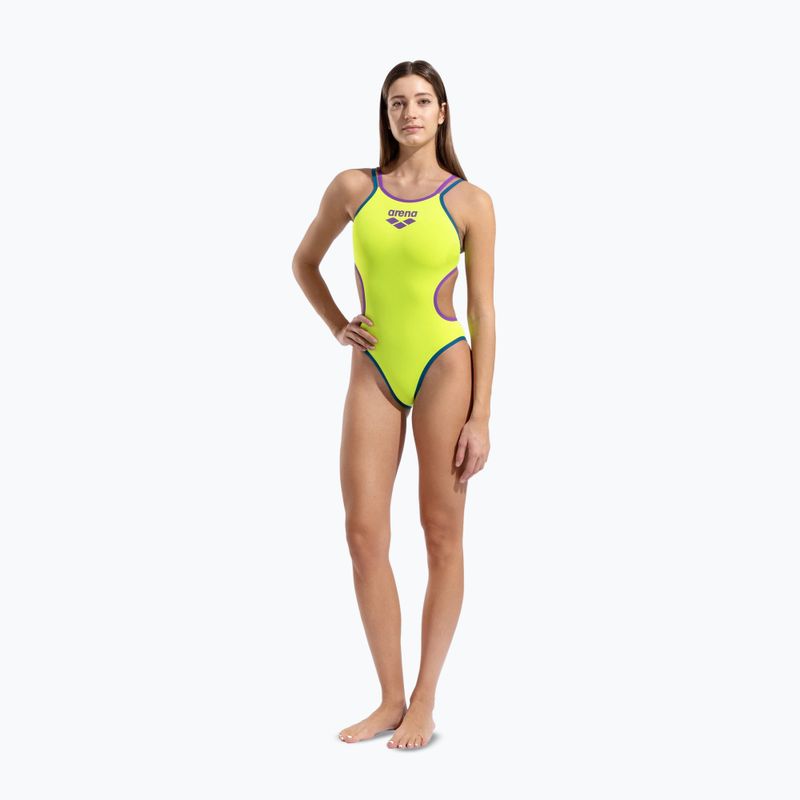 Costum de baie întreg pentru femei arena One Double Cross Back One Piece artic lime/plum/blue cosmo 6