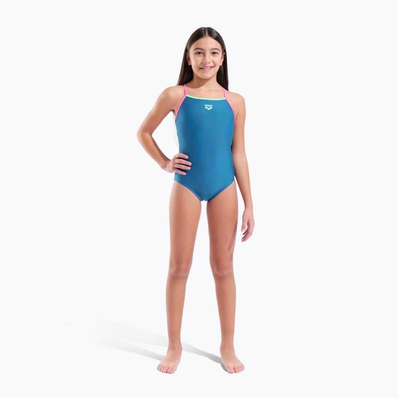 Costum de baie întreg pentru copii arena Light Drop Solid deep teel/shocking pink/verbena 6