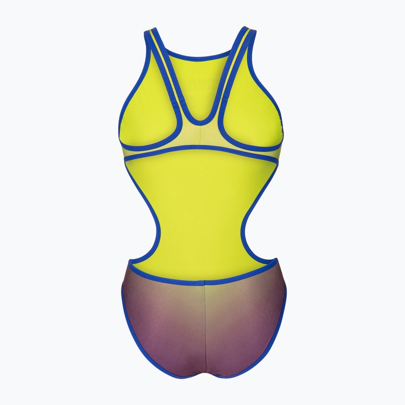 Costum de baie întreg pentru femei arena One Shaded Print Tech One Back artic lime violetta multi/neon blue 2