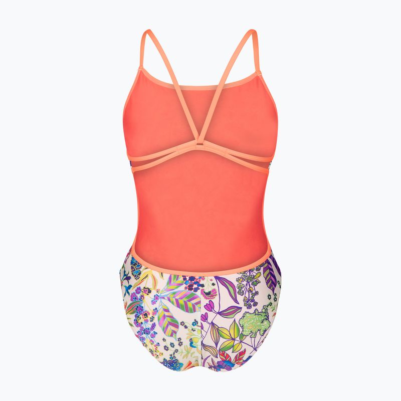 Costum de baie întreg pentru femei arena Painting Lace Back multi/bright coral 2