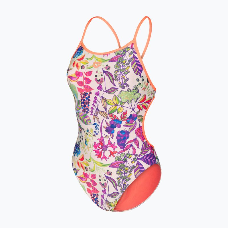 Costum de baie întreg pentru femei arena Painting Lace Back multi/bright coral 3