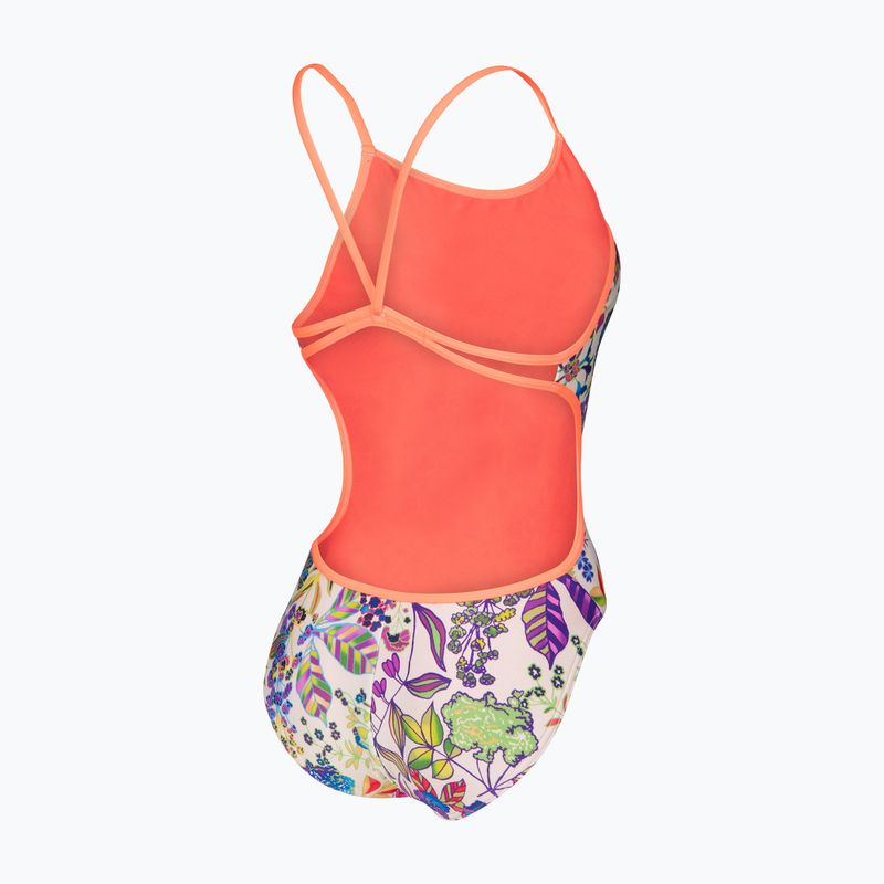 Costum de baie întreg pentru femei arena Painting Lace Back multi/bright coral 4