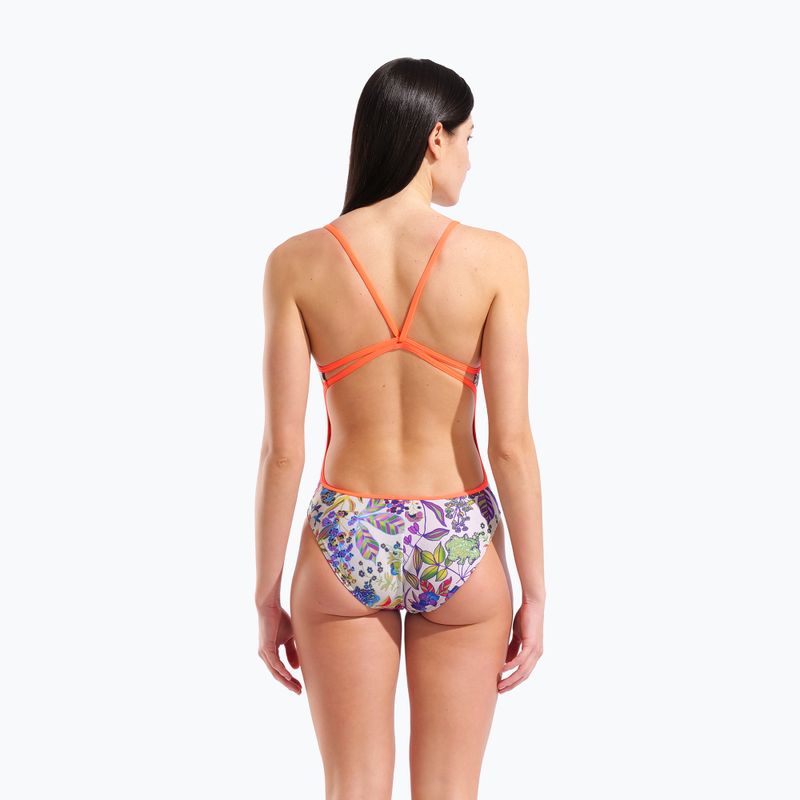 Costum de baie întreg pentru femei arena Painting Lace Back multi/bright coral 7