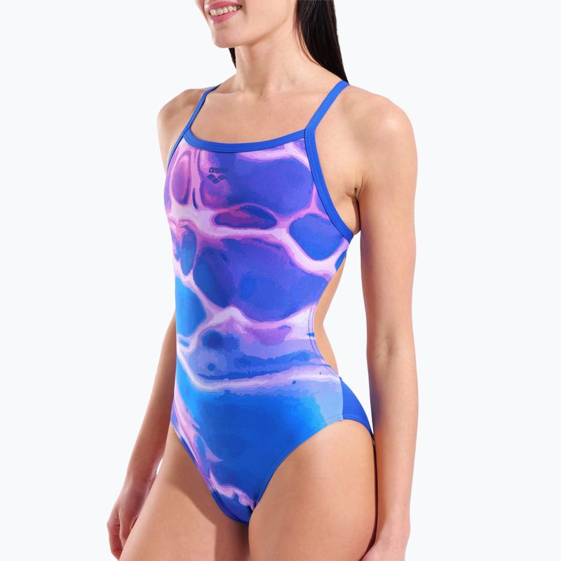 Costum de baie întreg pentru femei arena Earth Challange Back neon blue multi/neon blue/neon blue 4